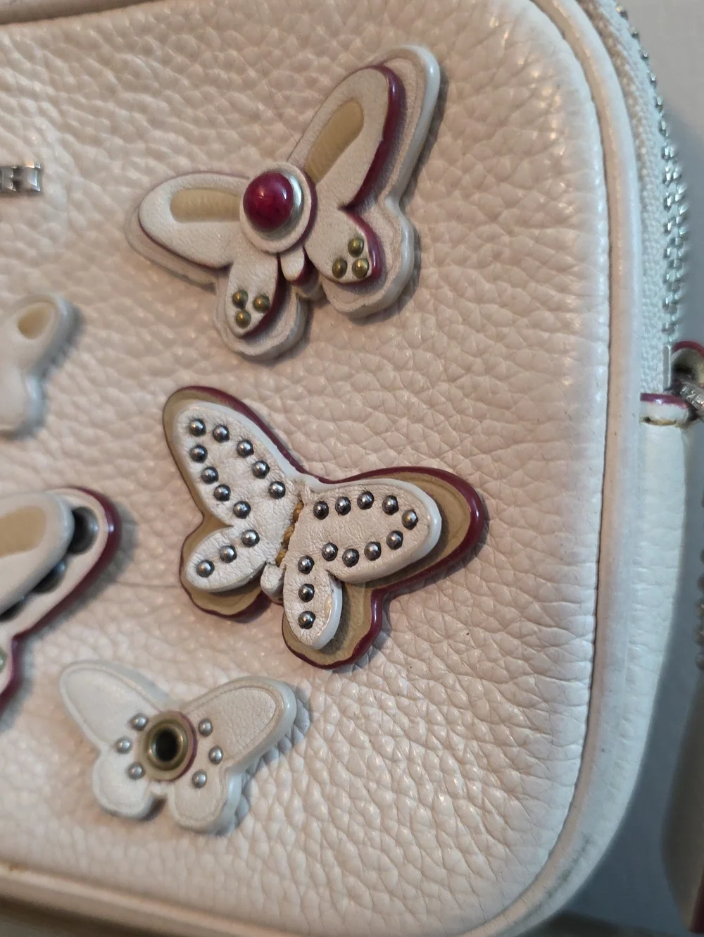 Coach Embellished Leather Butterfly Pebble Leather Crossbody